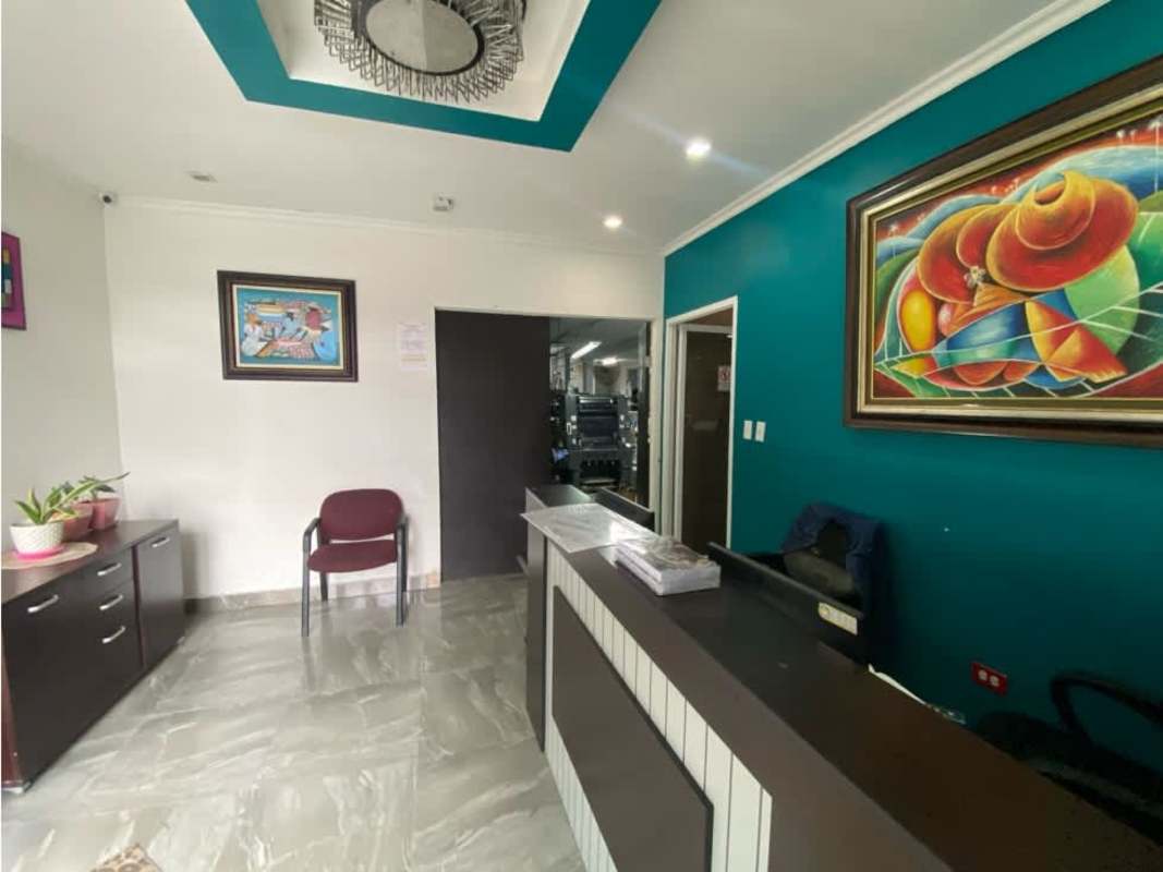 Basic kitchen area with wall counter, microwave, refrigerator at Commercial Complex Via Transístmica Panama