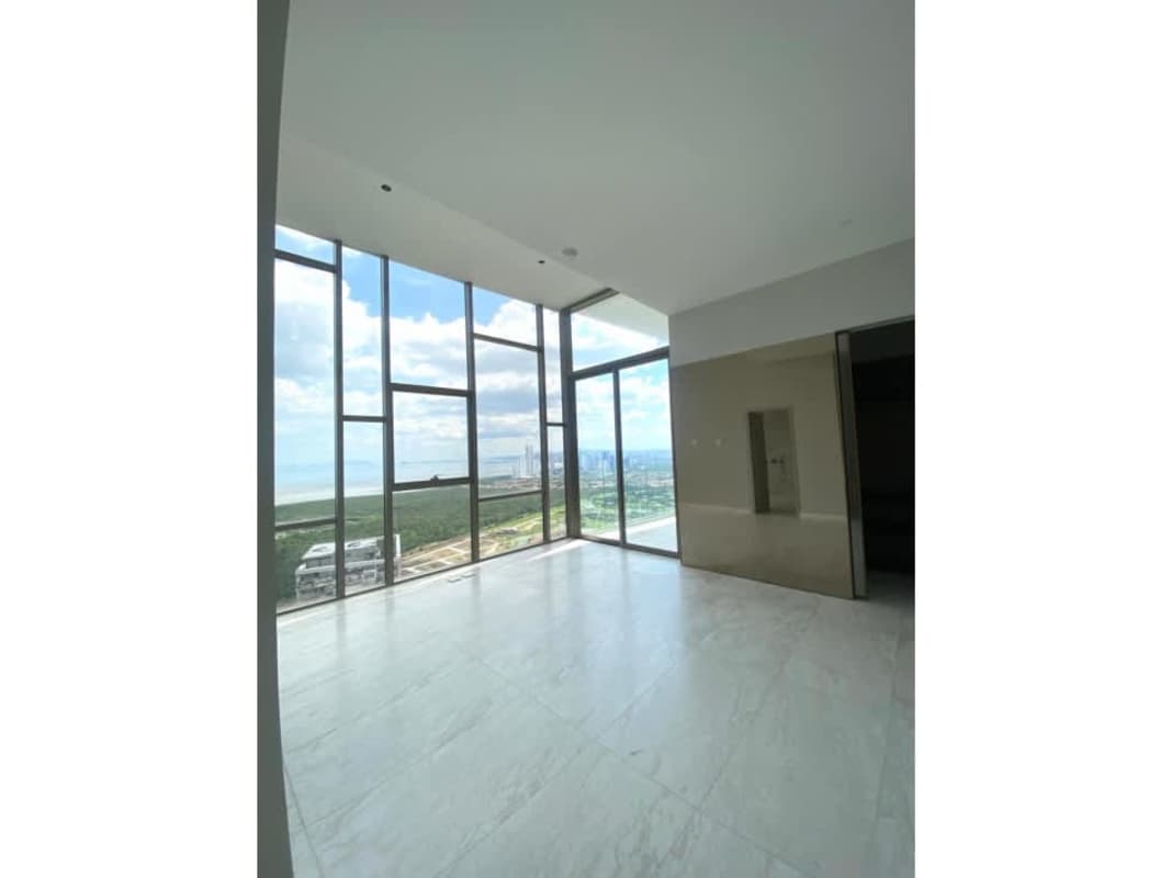 Double-height lobby with Fendi Casa decor in La Maison by Fendi Santa María Panama
