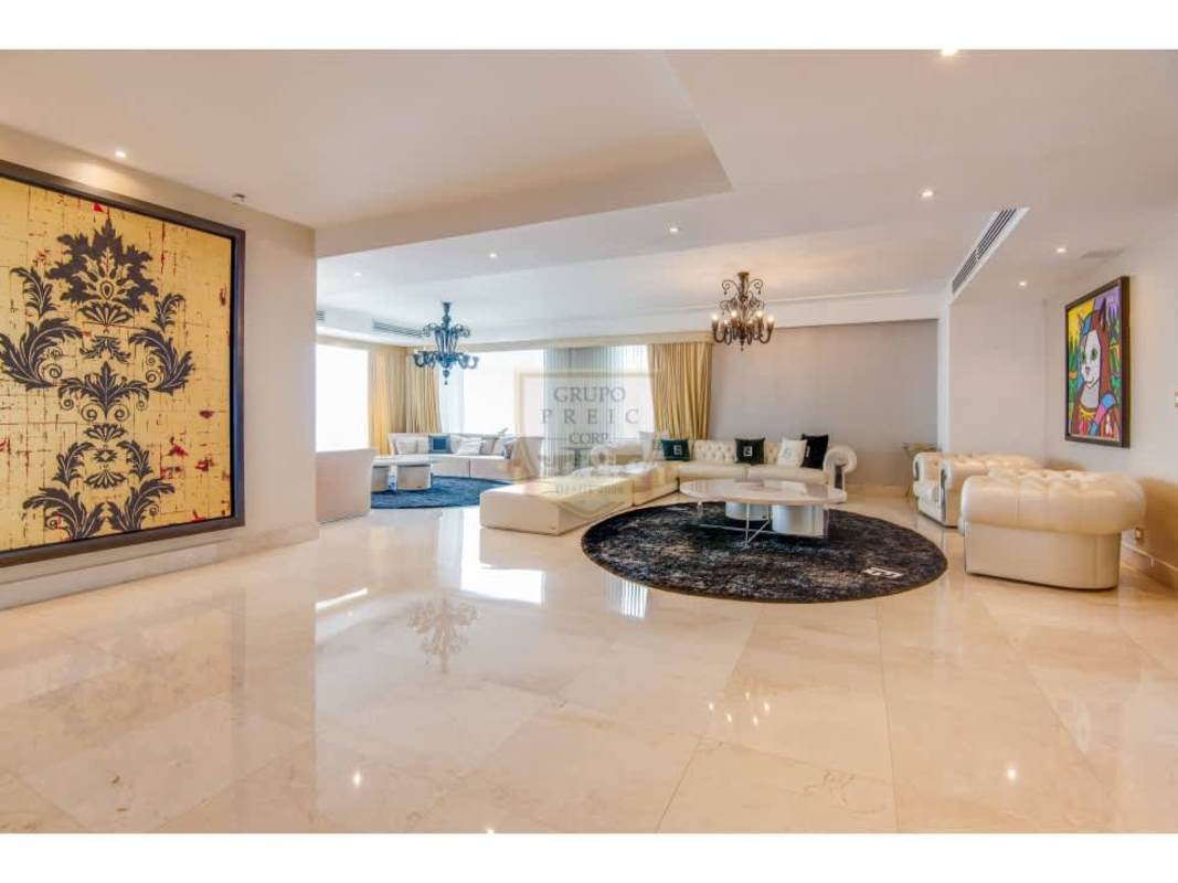 Luxury bathroom with Jacuzzi tub ocean view marble finishes Venetian Tower Punta Pacífica Panama