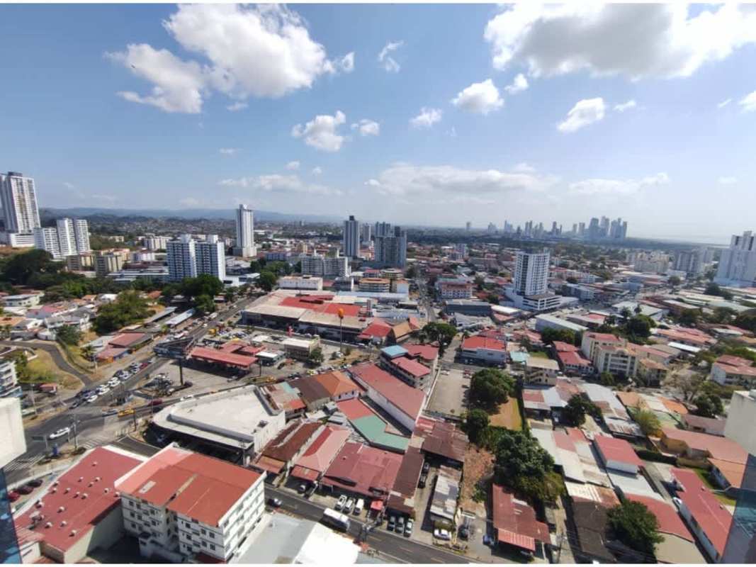 Second bedroom with closet, inverter AC and tiled floor in PH Coral Tower Carrasquilla Panama City