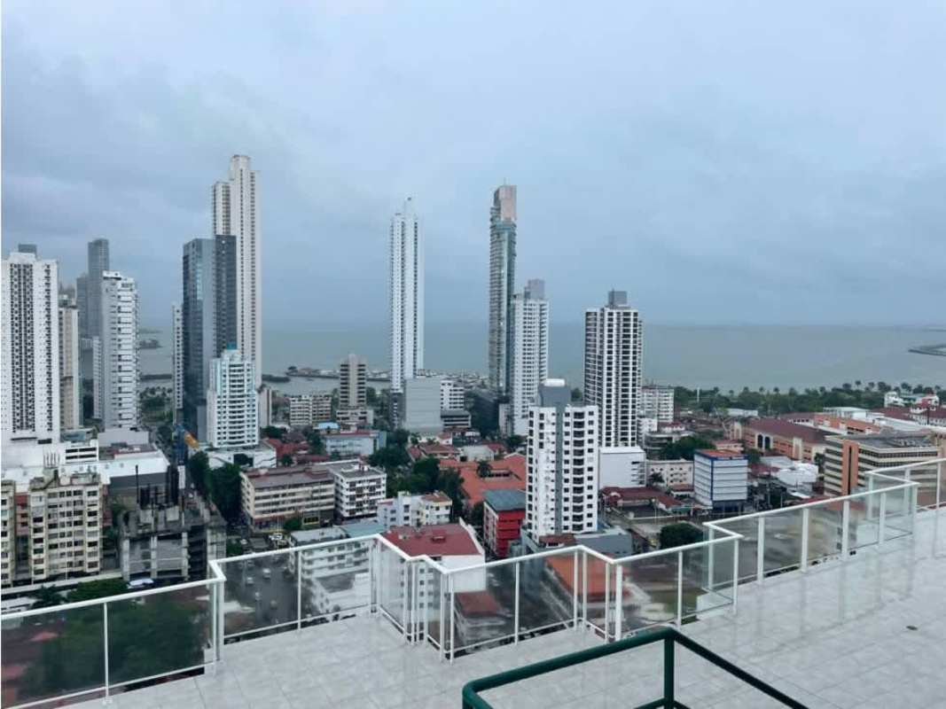 Rooftop infinity pool with panoramic skyline views at PH Botánico Panama City