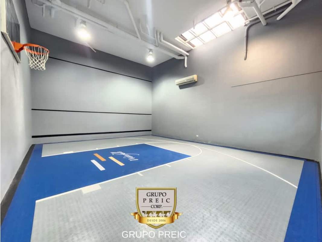 Kitchen with granite countertops, stainless steel appliances and modern cabinets in PH Waterfalls San Francisco Panama