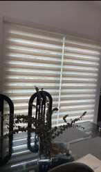 Dining space with glass table zebra blinds bright natural light house for rent Arraiján Panama