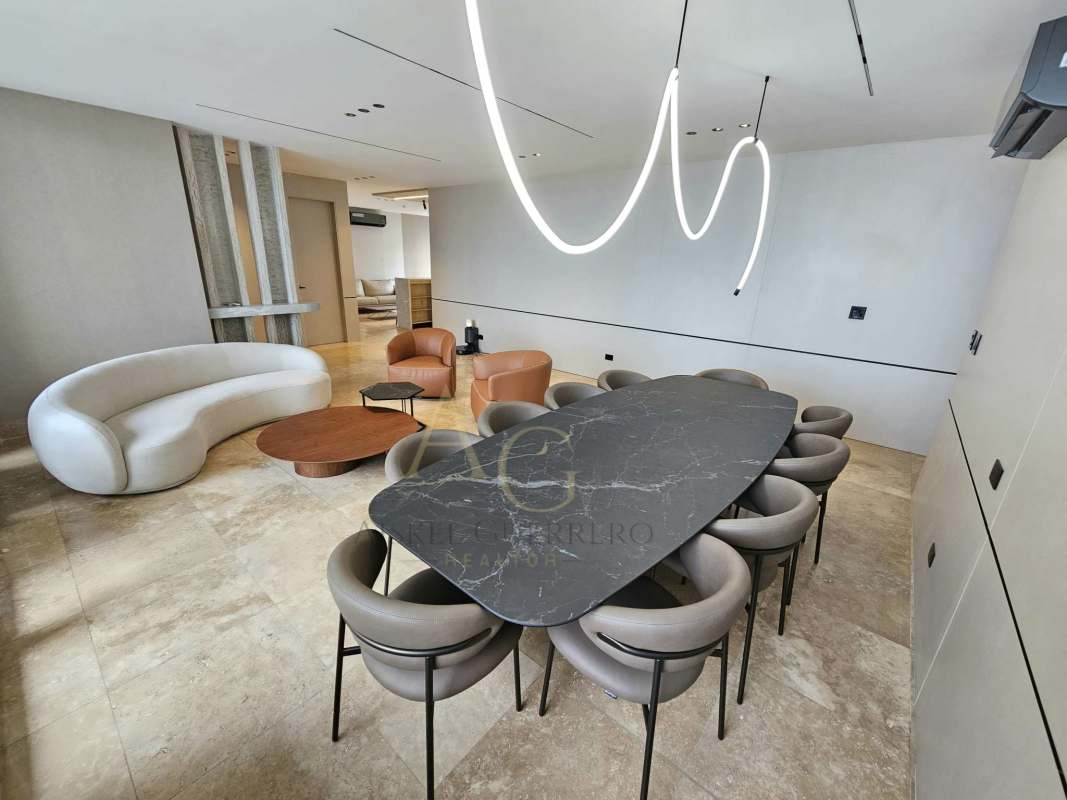 Spacious living and dining room with ocean view balcony at PH Ocean Club Punta Pacifica Panama