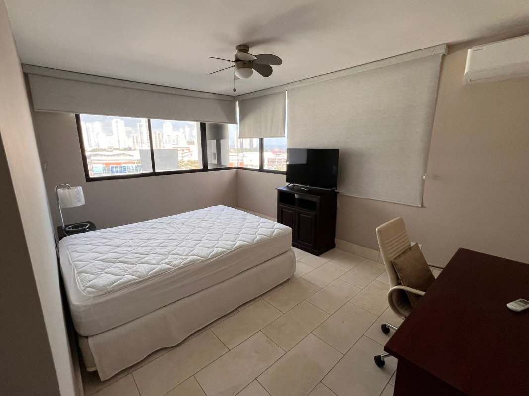 Modern bathroom with bathtub and double vanity at The Ocean Club Punta Pacifica Panama