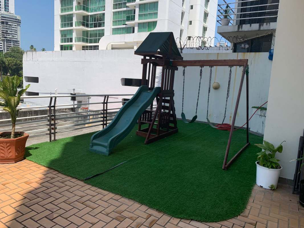 Floor to ceiling panoramic windows in living room Bella Vista Panama City
