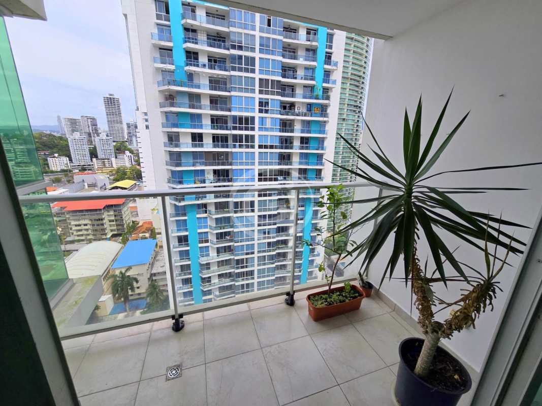 Private balcony with skyline views from PH Belle View apartment in Bella Vista Panama City