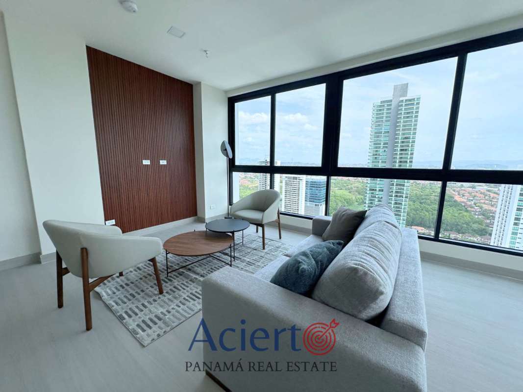 Infinity rooftop swimming pool overlooking skyline Arcadia Costa del Este