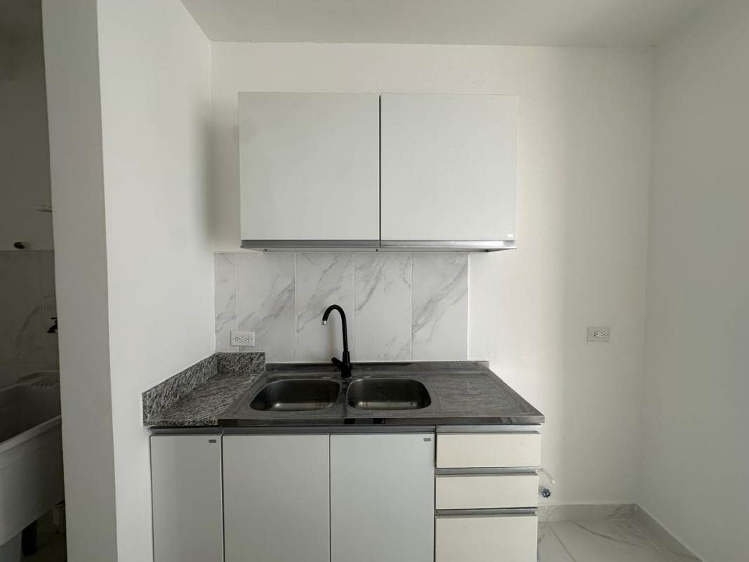 Minimalist compact kitchen granite counter marble wall modern PH Via Centenario