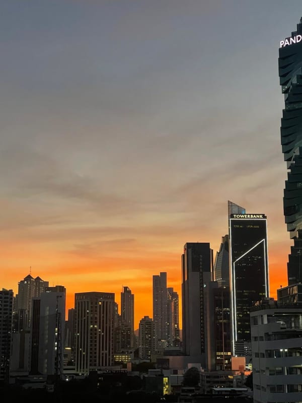 Spectacular city view of Obarrio Panama skyline from Park Loft high-floor balcony