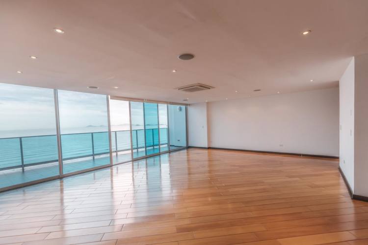 Modern marble bathroom with walk-in rain shower and premium fixtures Ocean Two Costa del Este