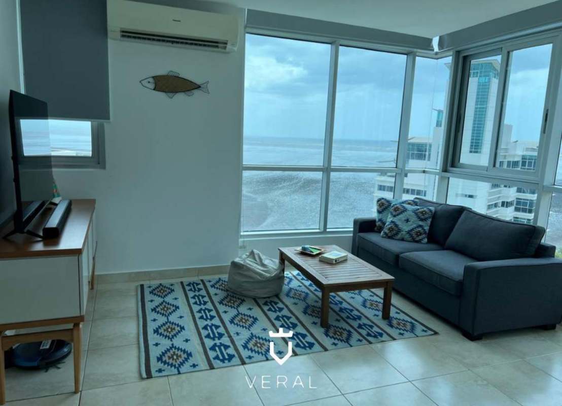 Private balcony overlooking ocean skyline at PH Riverside Costa del Este Panama