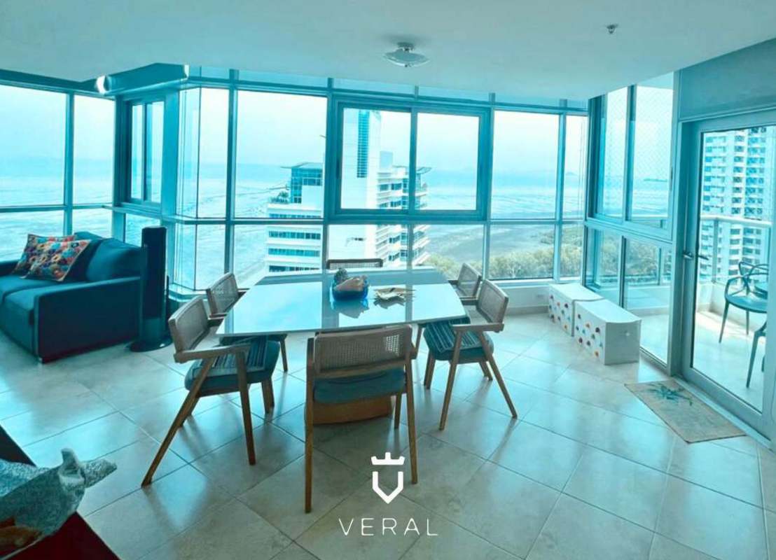 Infinity pool with ocean and city views at PH Riverside Costa del Este Panama