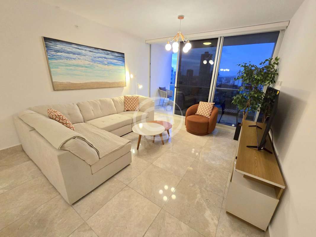 Master bedroom with queen bed skyline view balcony access PH Costanera Tower Panama