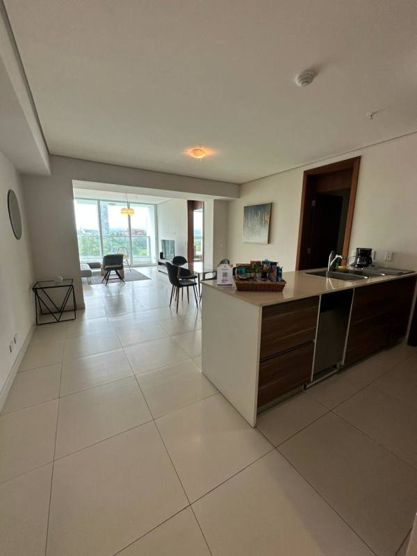 Modern kitchen with center island, stainless appliances and cabinetry in PH Parkside Panama