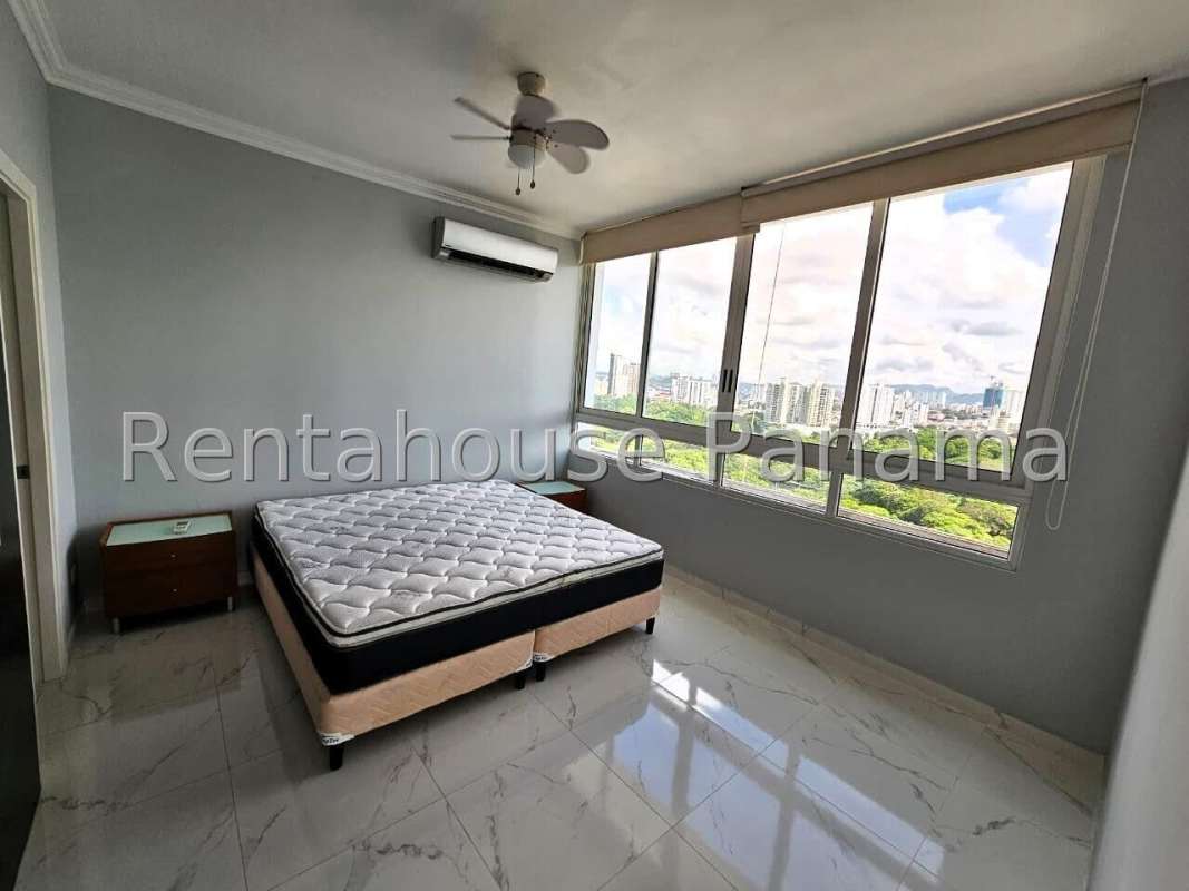 Large master bedroom city view window PH Greenview Panama City apartment for sale
