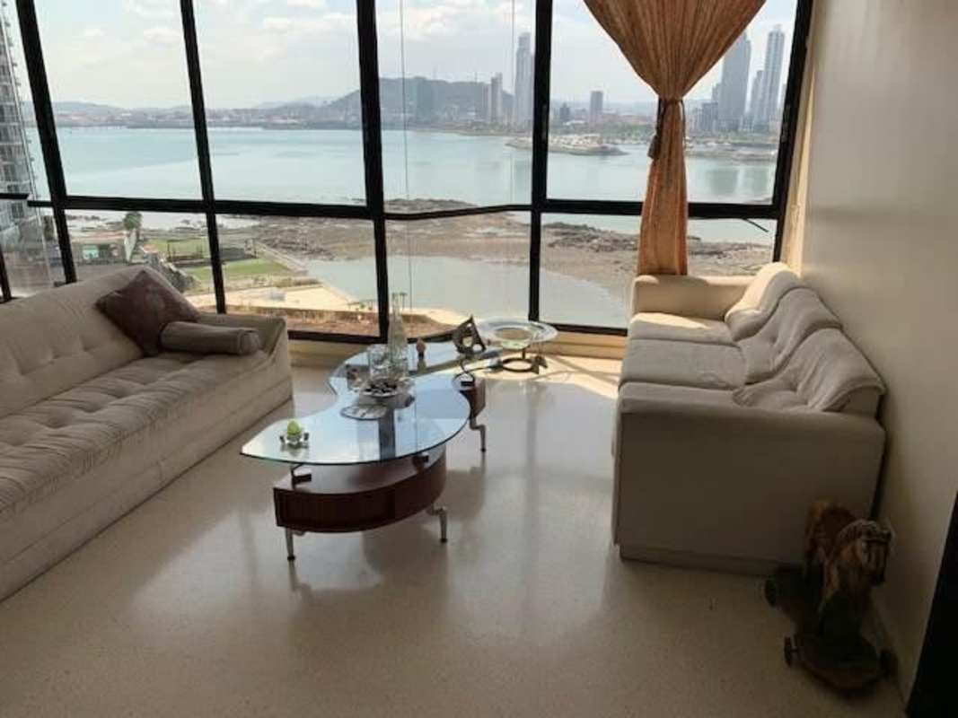 Elegant dining room with marble floor and Pacific Ocean view Punta Paitilla Panama