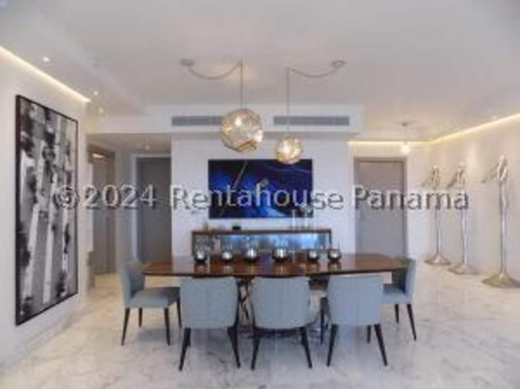 Elegant master bedroom floor-to-ceiling windows marble floors ocean view PH Regalia Costa del Este