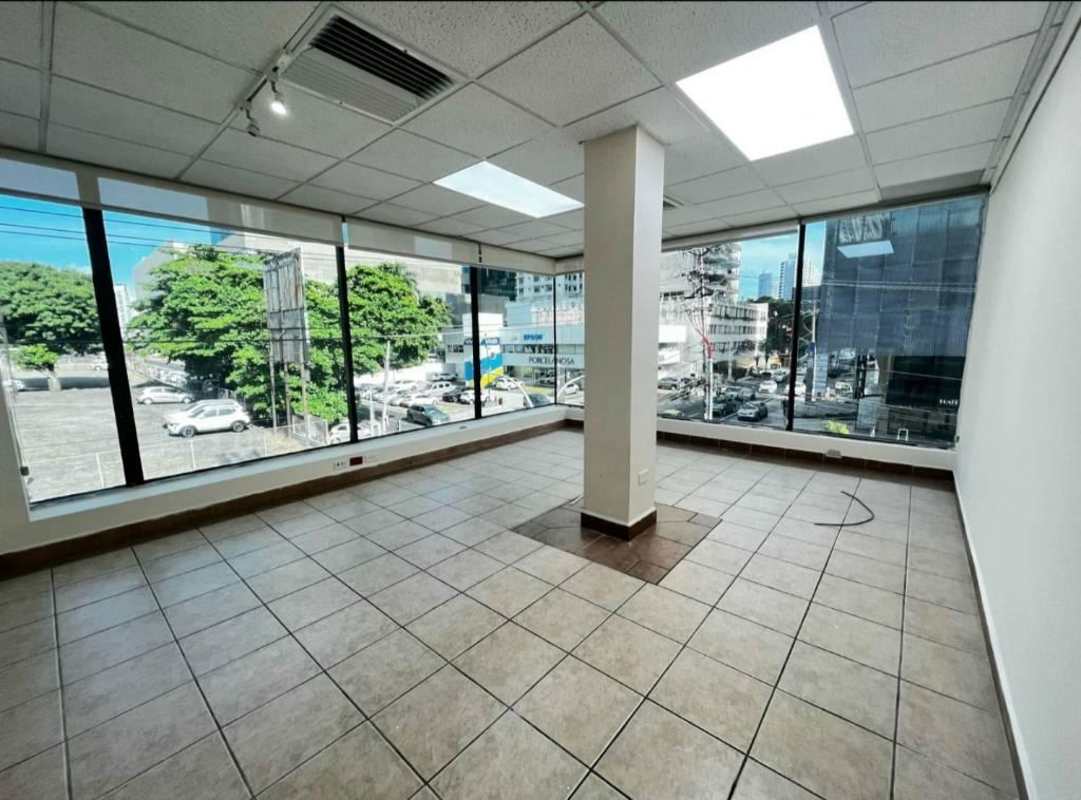 Bright empty office space with large panoramic windows and city view in PH Obarrio Business Center