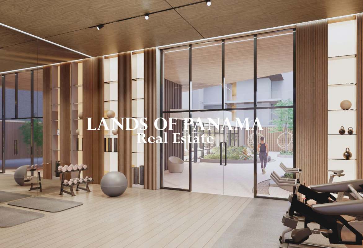 Modern outdoor lounge area with pink umbrellas, ocean views at PH Allure Punta Pacifica