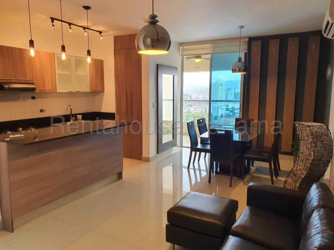 Spacious apartment living room with city view balcony in PH Diamond Tower San Francisco Panama