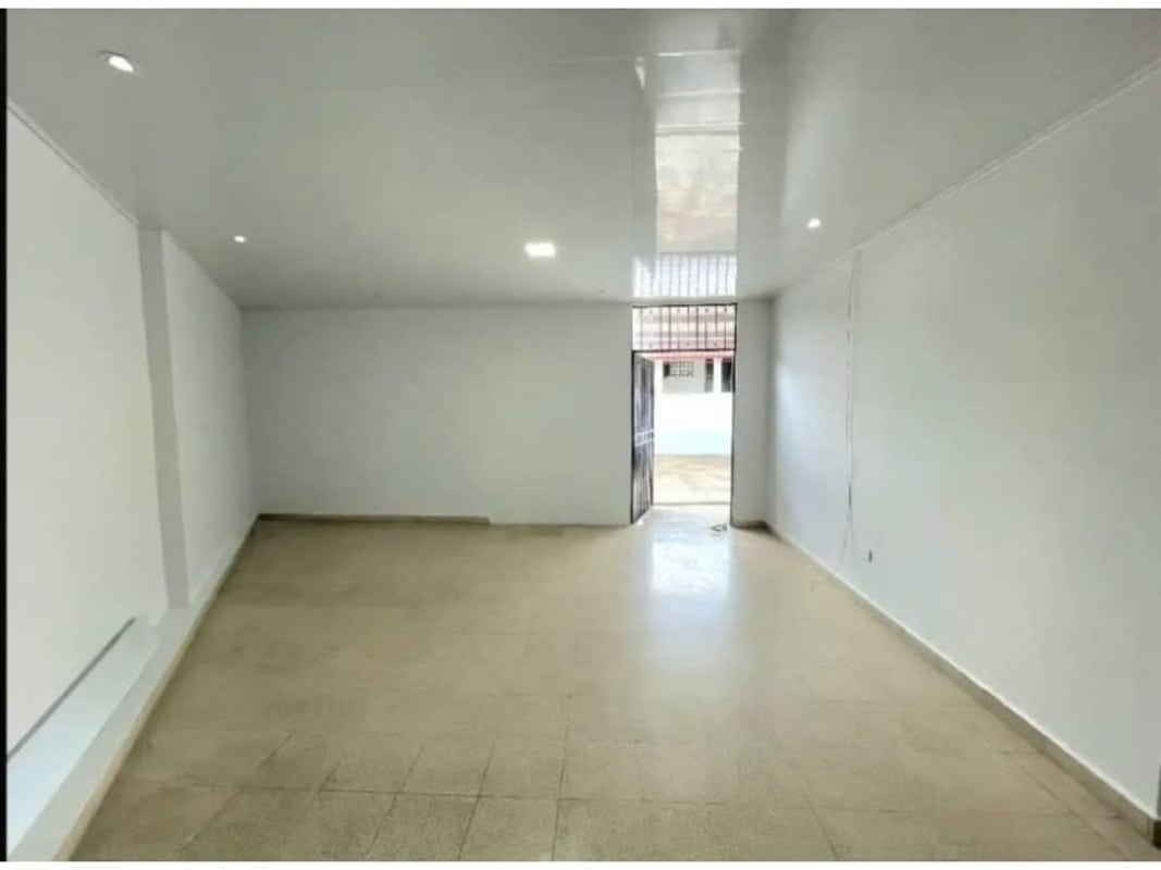 Empty bright white room with tiled floor recessed ceiling lights in Cerro Viento Panama
