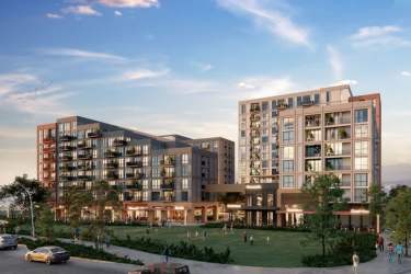 Exterior view of PH Centriqo residential towers with landscaped communal gardens in Cocoli Panama Pacifico