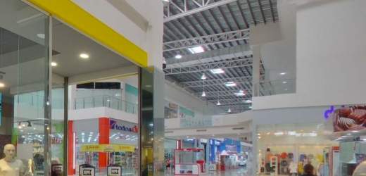 Modern food court seating with restaurants in Santiago Mall Santiago Panama