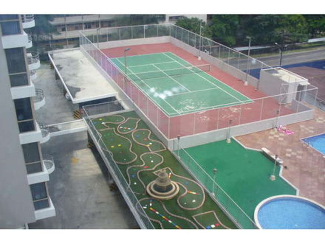View of tennis court, playground and recreational amenities at PH San Francisco Bay Panama