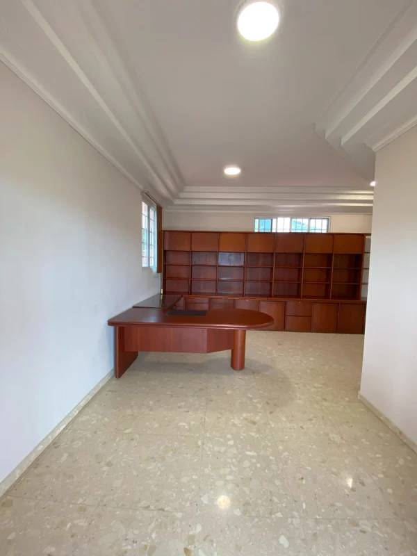 Bright study or office with custom wood shelves in 5 bedroom house Condado del Rey Panama