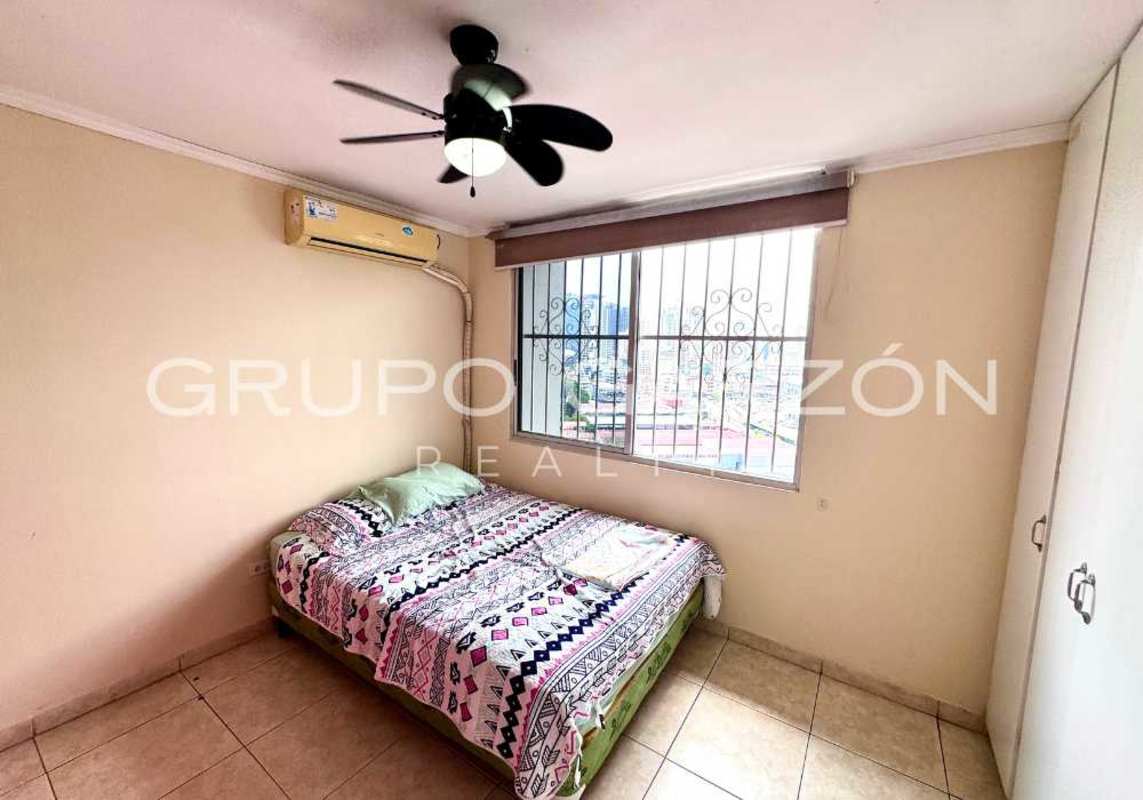 Bright second bedroom with window city view, built-in closet in PH Sunset Place Panama