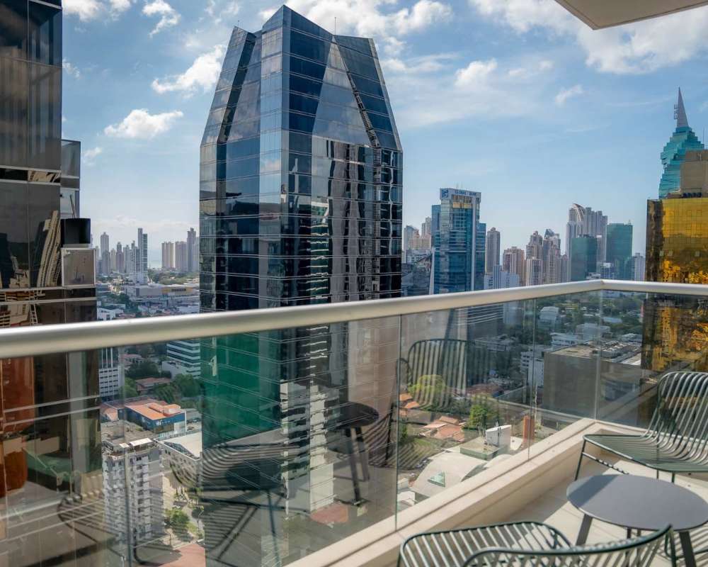 Luxury condominium gym with cardio machines and skyline views at PH Park Tower Panama