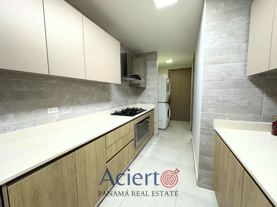 Modern kitchen with appliances in PH Condado Country Club Condado del Rey Panama
