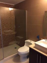 Modern bathroom with vessel sink and tiled shower PH River Valley Panama