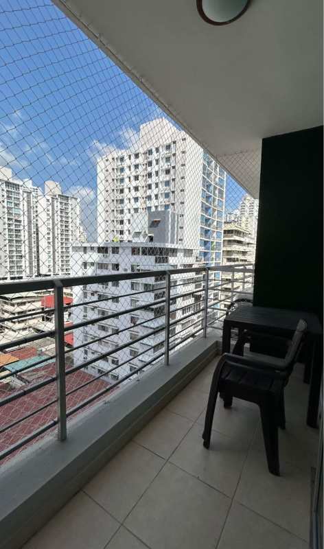 Balcony high-rise view Panama skyline PH El Cangrejo Tower for rent