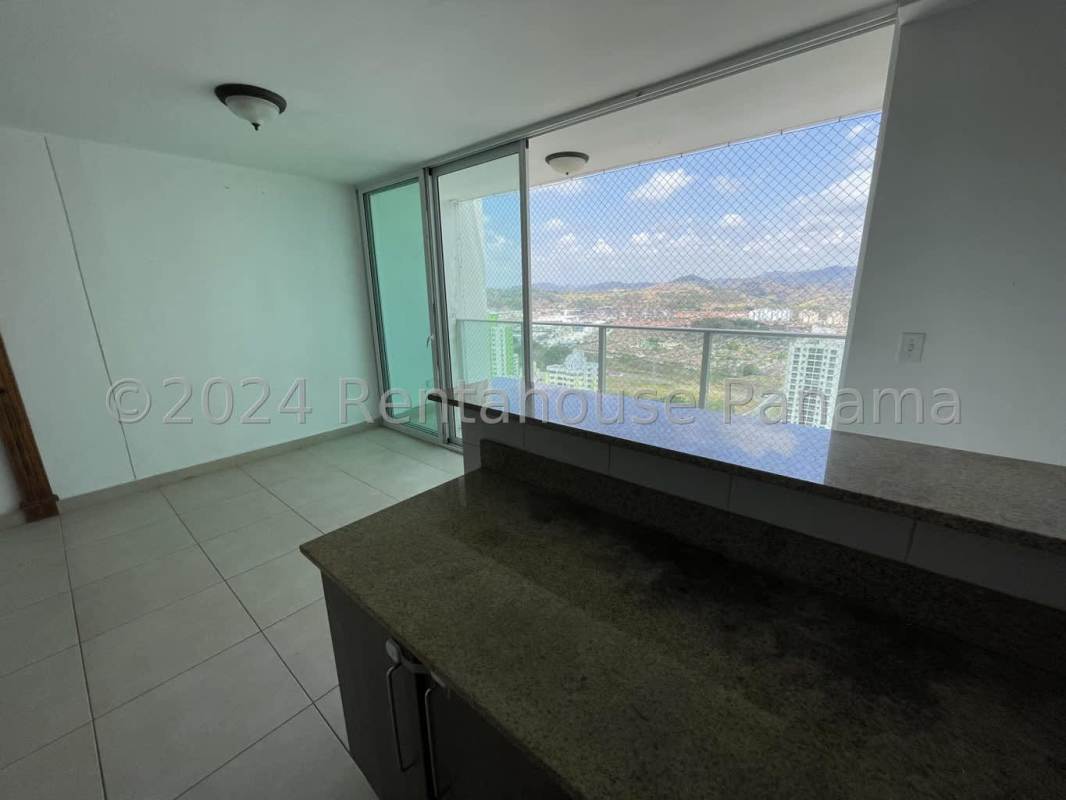Kitchen with granite counters wooden cabinets PH Condado Country Club Panama City