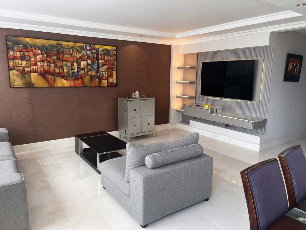 Furnished bedroom with ensuite bathroom panoramic ocean views PH Oceania Panama