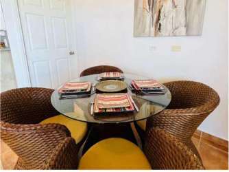 Open design kitchen with granite counters stainless appliances Villa Azul Panama