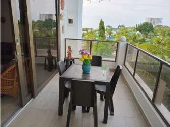 Spacious living and dining area balcony view PH Villa Azul Playa Blanca beach apartment in Coclé Panama for sale