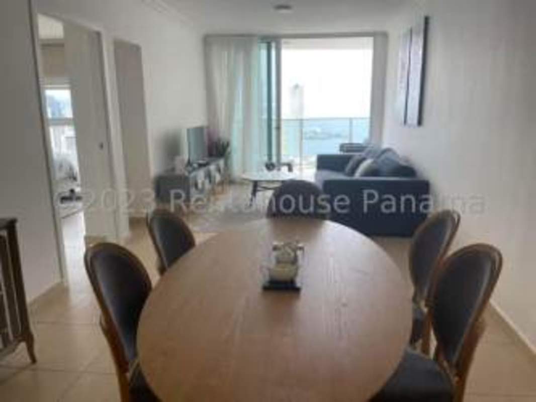 Bathroom with glass shower and floating sink in PH Yacht Club Tower Panama City