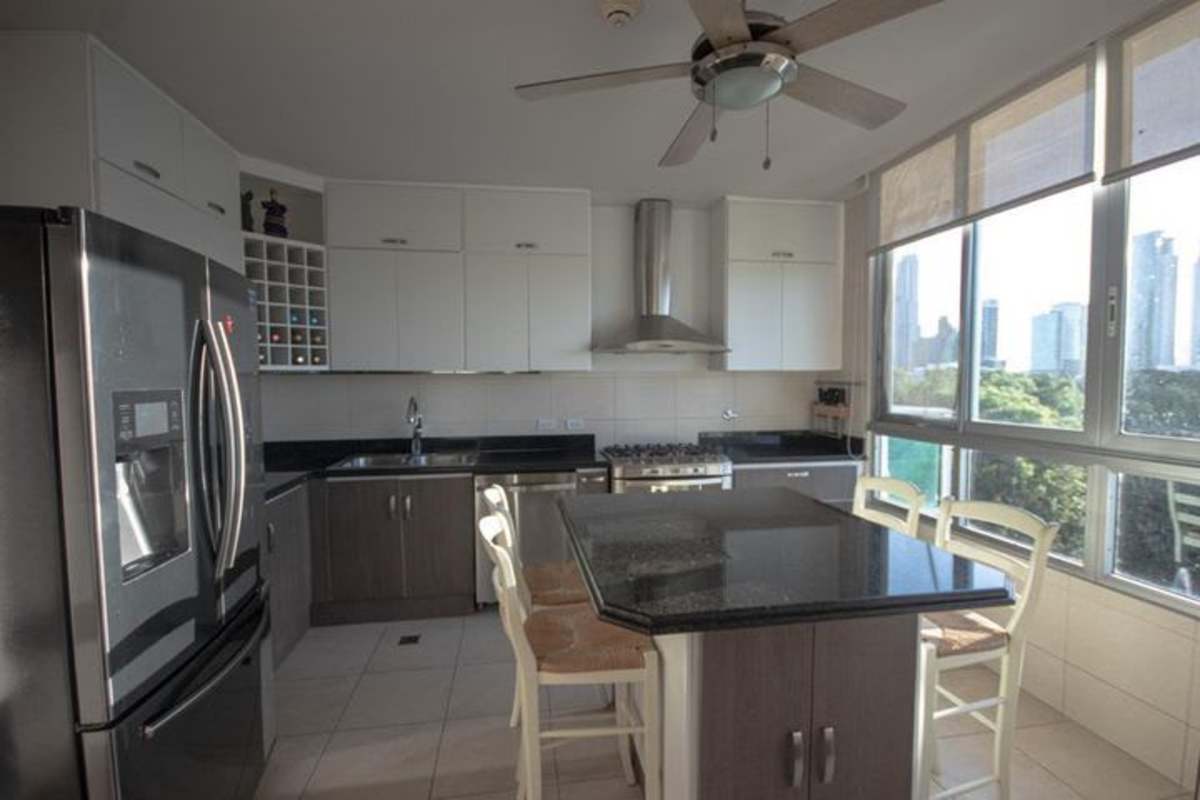 Modern bedroom with floor-to-ceiling windows marble floors PH Costa Real Panama