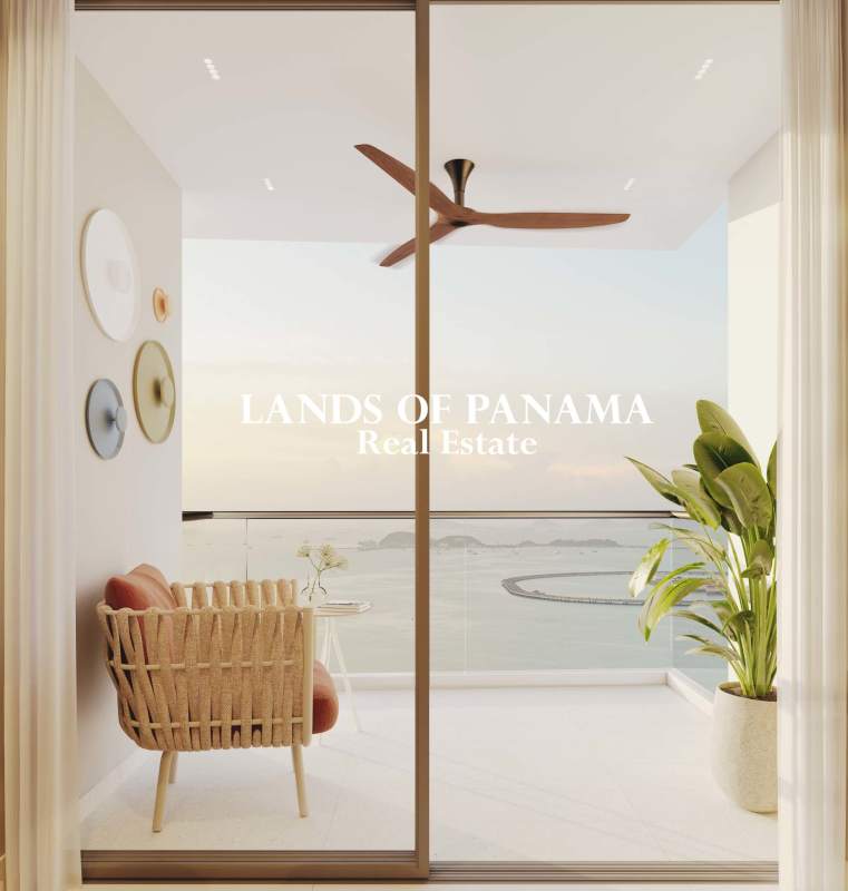 Spacious living room with access to balcony ocean view PH Costanera Acqua Panama
