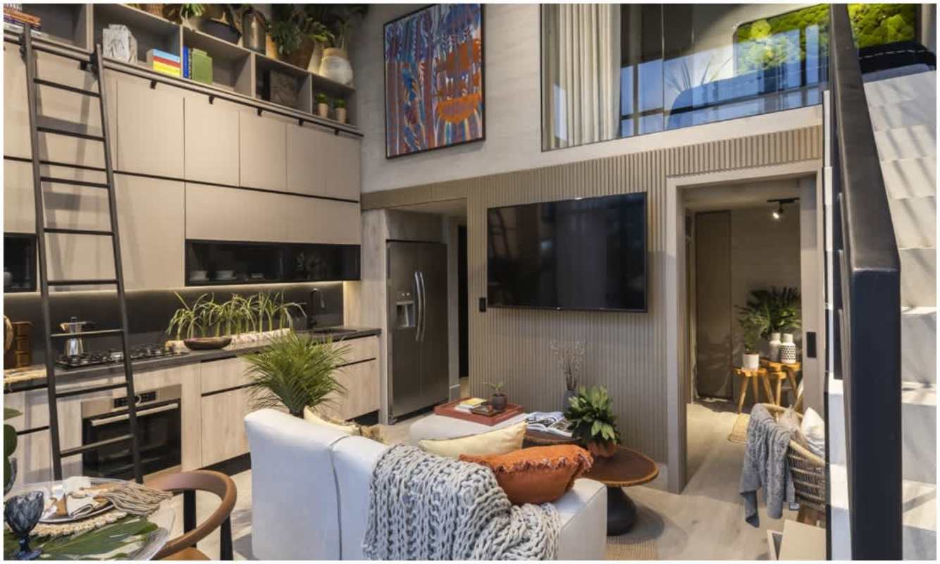 Floor plans for 1, 2, 3 bedroom loft apartments with double height ceilings Coco del Mar Panama