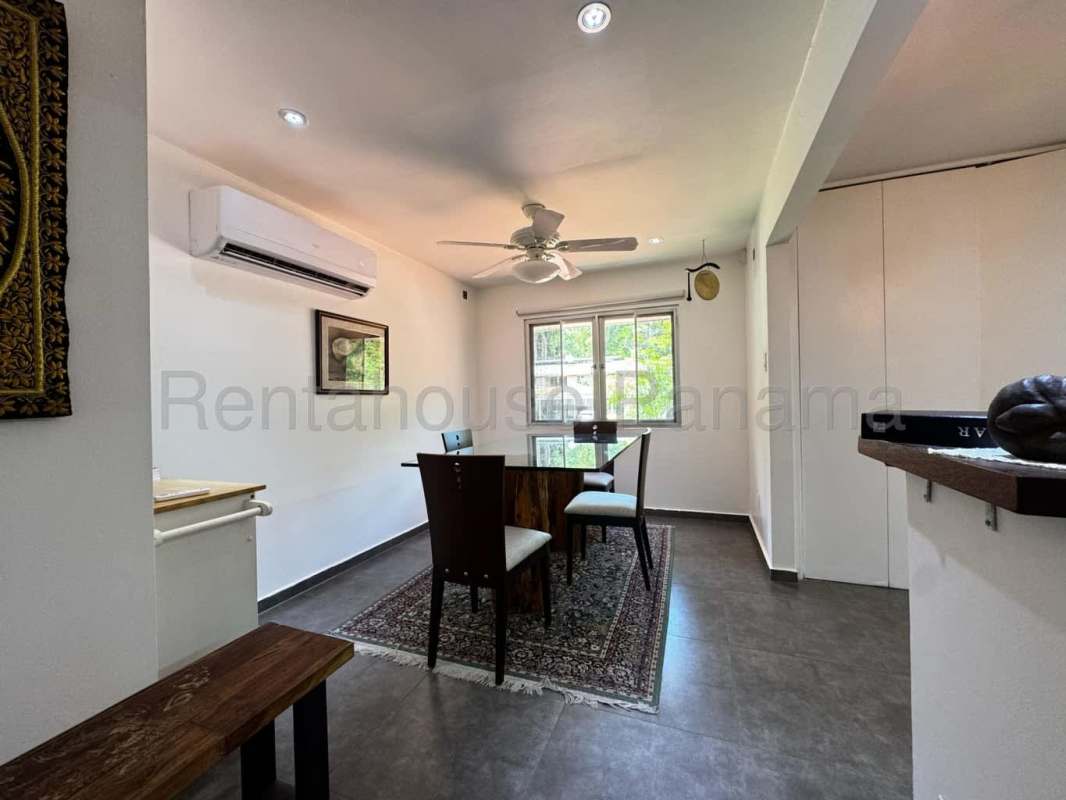 Open dining area connected to living room in 2BR apartment Reserve at Clayton Panama