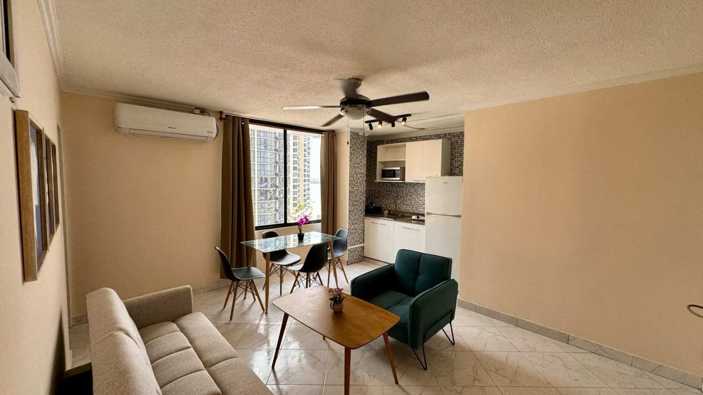 Modern open concept living room kitchen dining PH Posada del Rey Punta Paitilla Panama