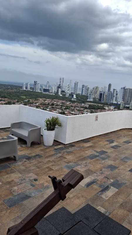Rooftop terrace overlooking city skyline at PH Río Abajo Panama