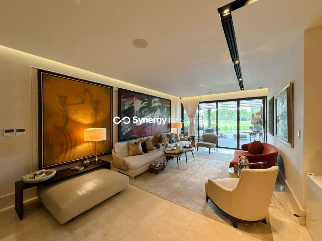 Chef’s kitchen with marble island, premium appliances in The Reserve Santa Maria Panama