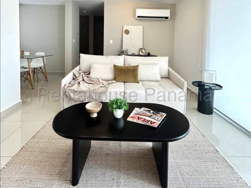 Furnished open kitchen with granite countertops in apartment PH Pijao Panama