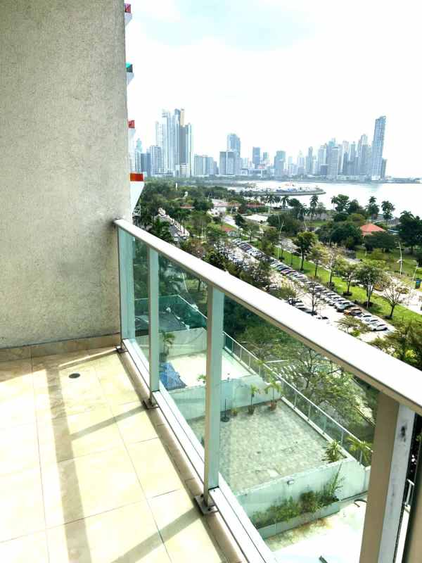 Private balcony with panoramic ocean views from apartment at PH H2O Panama City