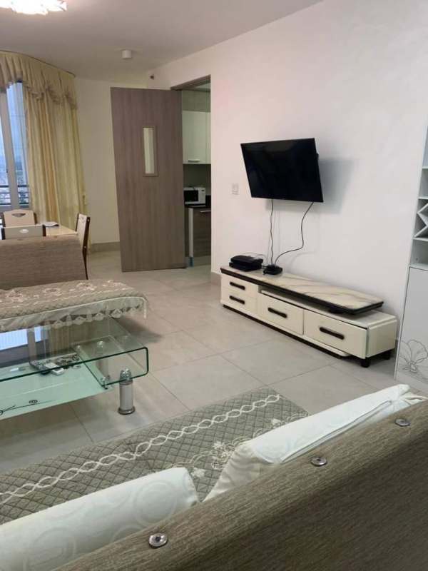 Modern galley kitchen granite counters stainless steel appliances PH Luxor El Cangrejo Panama